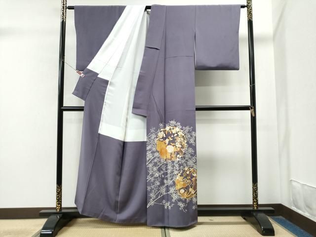 平和屋着物●創業460年・千總　色留袖　駒刺繍　草花丸文　金彩　正絹　逸品　CAAS7194yc 平和屋着物○創業460年・千總 色留袖 駒刺繍 草花丸文 金彩 正絹 逸品
