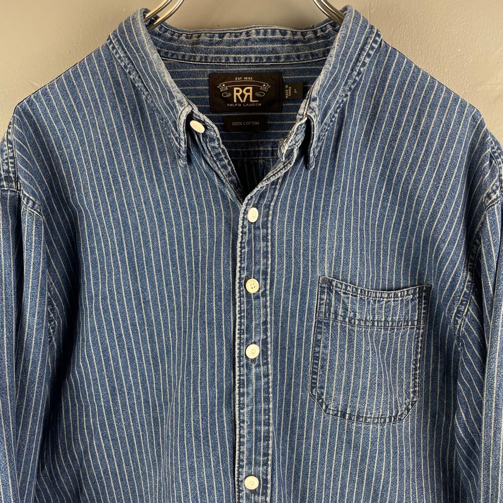 RRL Double RL Ralph Lauren 100% Cotton Indigo L/S Denim Dangaree 