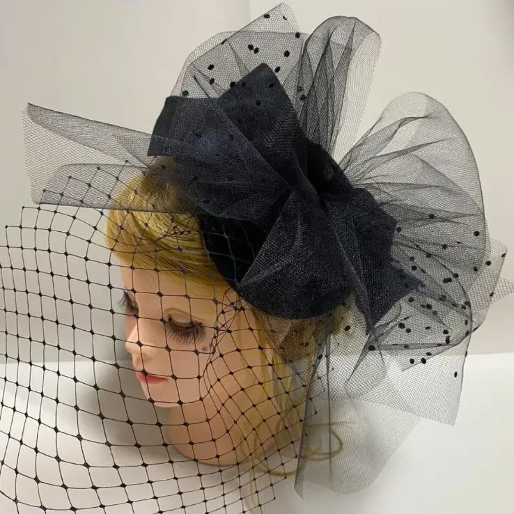 トークハット トーク帽 カクテルハット ヘッドドレス リボン H ２ 網ロング