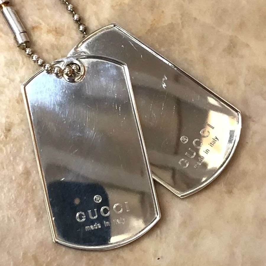 美品✨　グッチ　ネックレス　シルバー　ドックタグ　ダブルプレート GUCCI グッチ ネックレス ドッグタグ ダブルプレート ボール