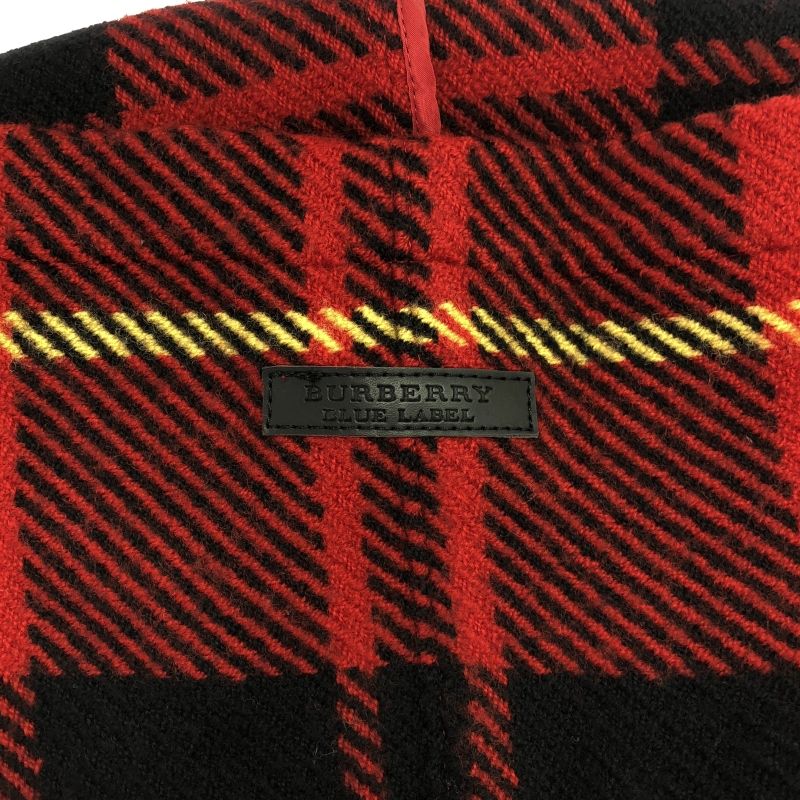 中古】BURBERRY ポンチョストール 38 レッド ブラック