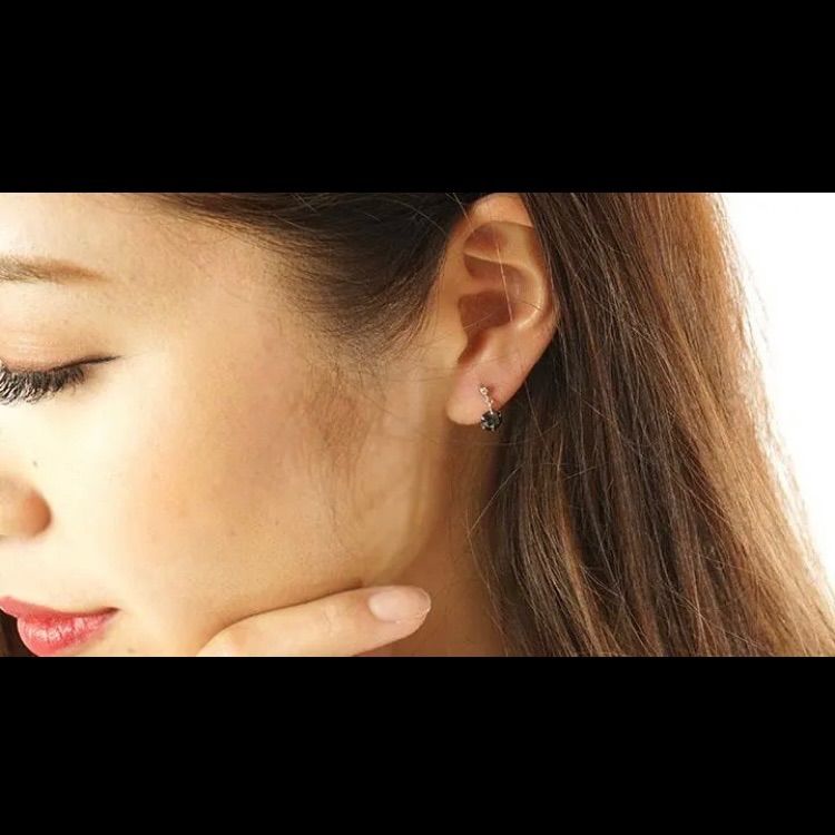 PT900 ブラックダイヤモンドピアス 2カラットAAA www