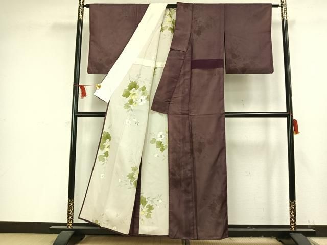平和屋着物▽上質な小紋　無双　紗×絽　草花文　黒地　正絹　逸品　DABE4135az 平和屋着物▽小紋 無双 紗袷 紗×絽 手描き 草花文 正絹 逸品