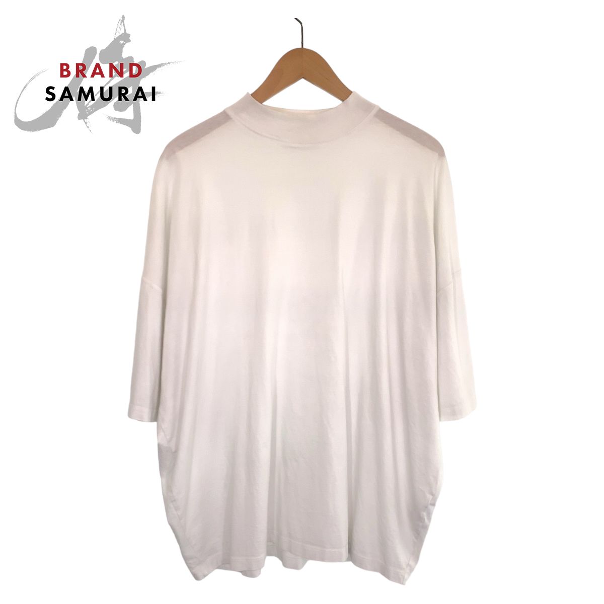 美品 JIL SANDER ジルサンダー サイズM ホワイト 白 コットン KK JM ZN 0004 半袖Tシャツ モックネック メンズ 404515【中古】