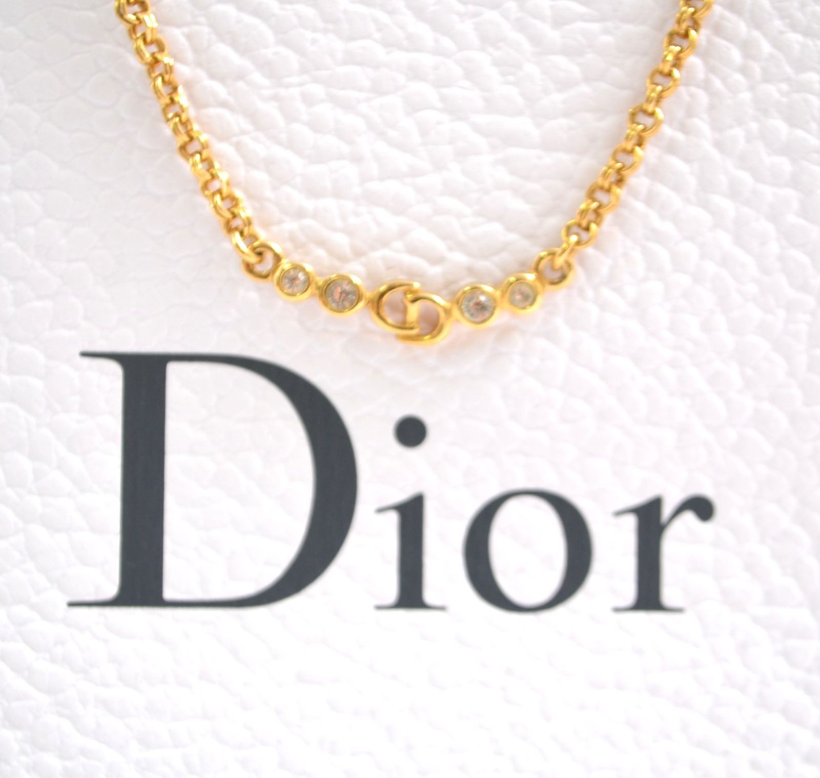 美品　Christian Dior テニスロゴネックレス　 ストーン　ゴールド