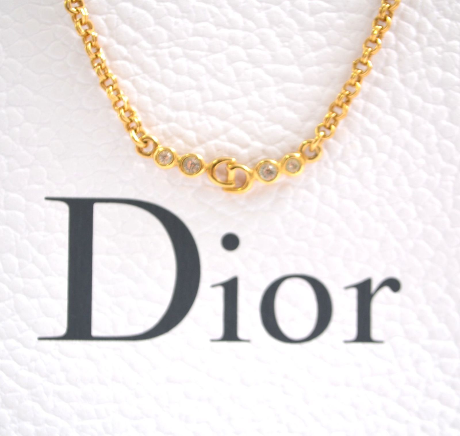 Christian Dior ディオール 4P ストーン ロゴ ネックレス
