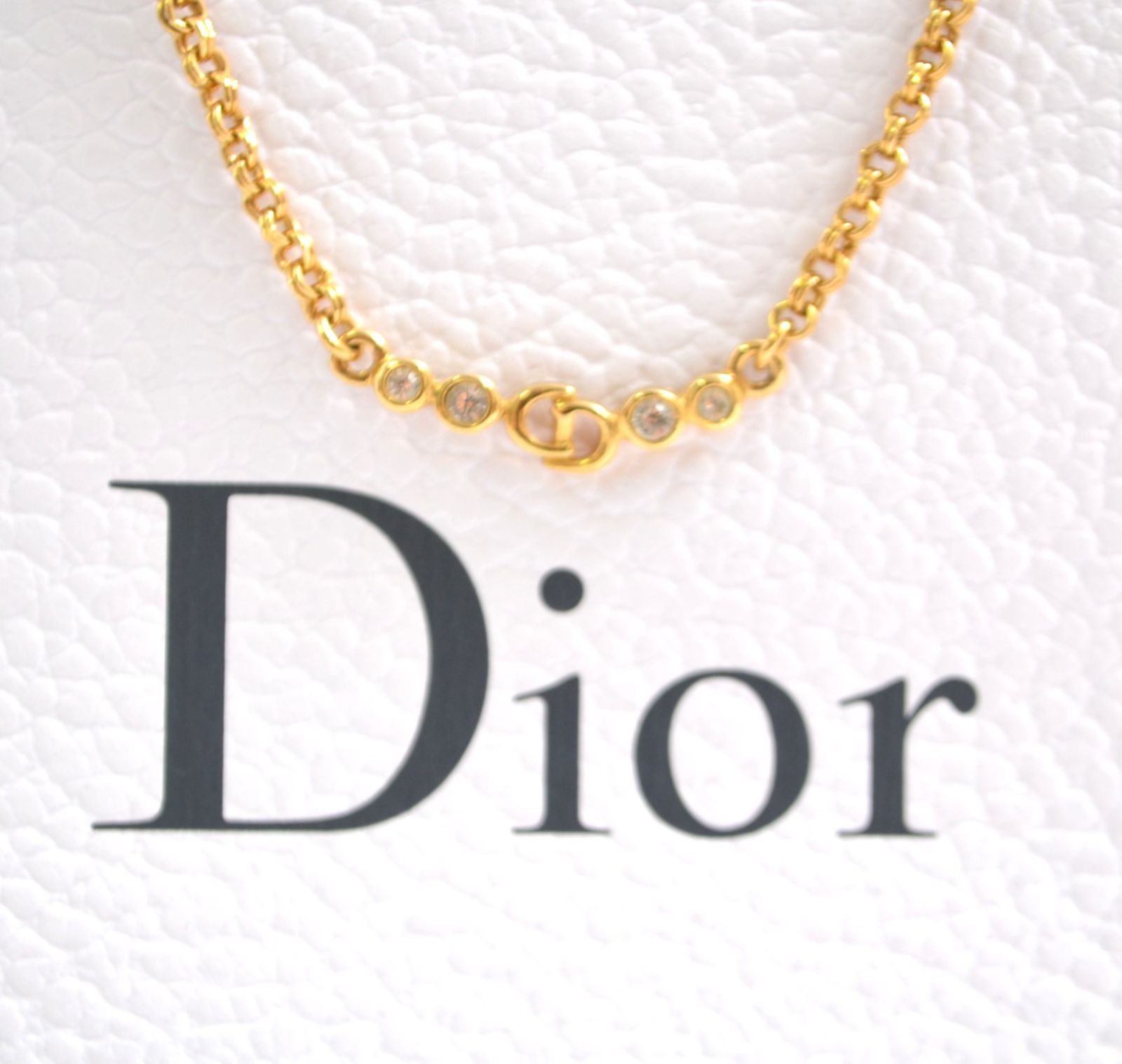 Christian Dior ディオール 4P ストーン ロゴ ネックレス ビンテージ