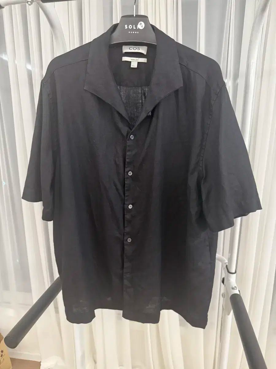 Cos COS コス リネン 黒 半袖 シャツ 105 サイズ xl サイズ WWW_KARIMZIABAT_FR