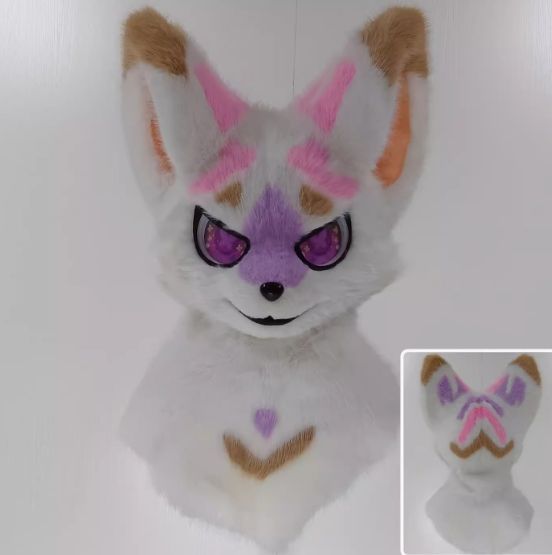 着ぐるみヘッド 犬 短毛タイプ NO.4 ホワイト 全頭ヘッド ケモノ マスク ファースーツ ぬいぐるみ コスプレ コスチューム kigurumi