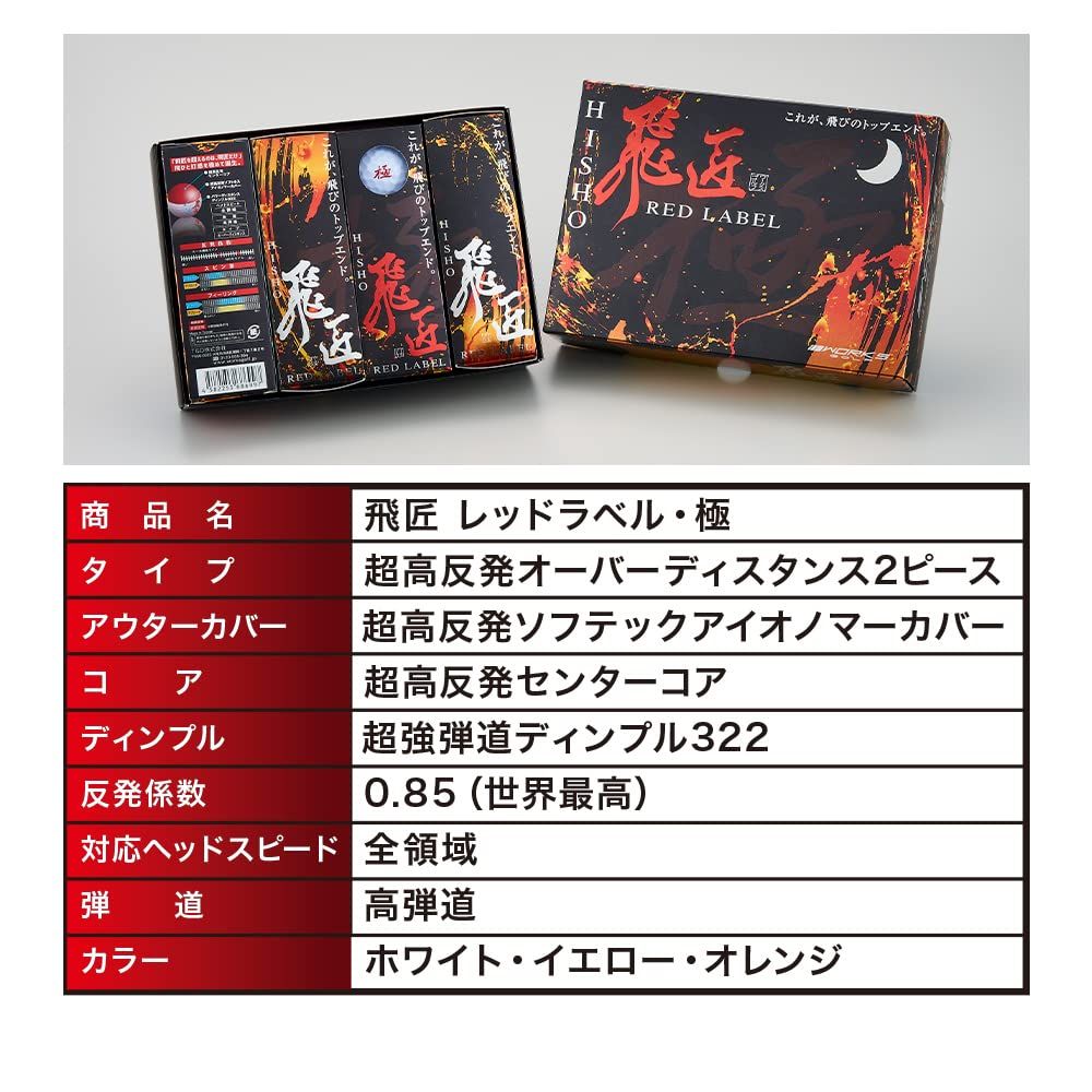 y's プロフィール読んでください！品オールレッド使用 ワークスゴルフ(WORKS GOLF) ゴルフボール 飛匠 レッドラベル 極