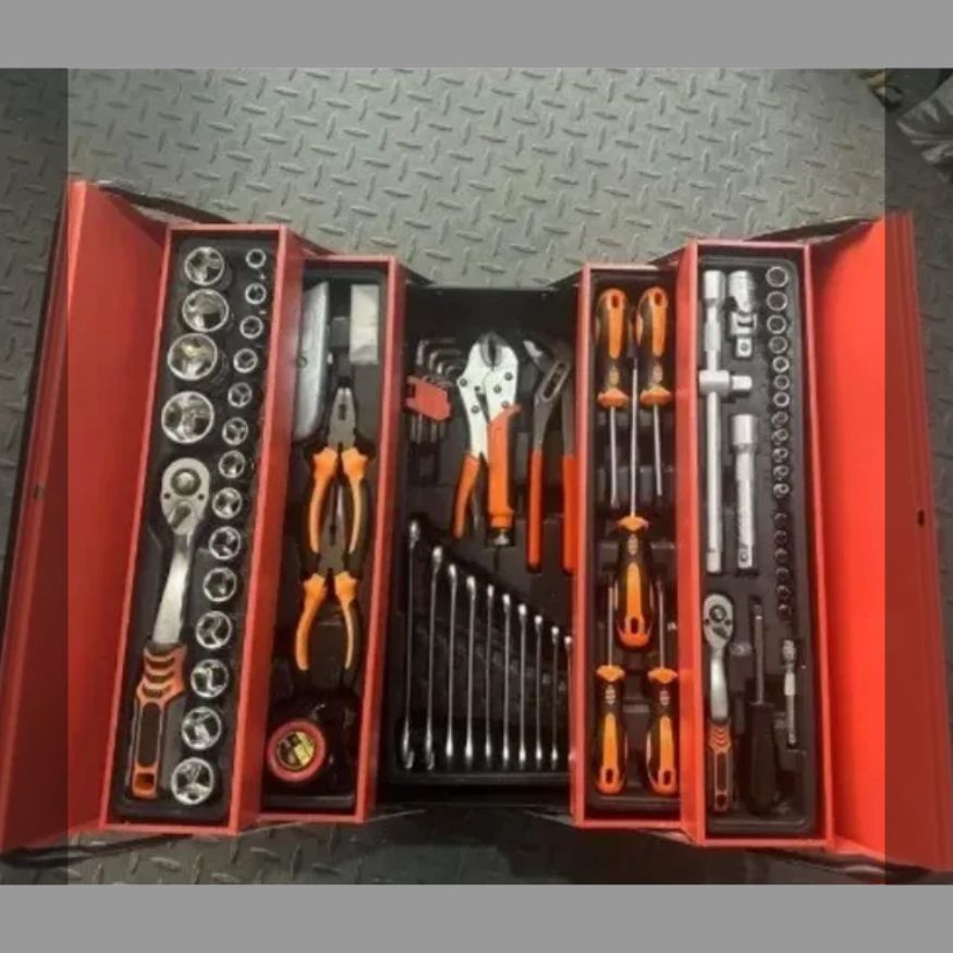 高品質 のものです ラチェットレンチ工具セット 自動車修理85点セット工具 72歯 レンチスリーブセット 鉄箱家庭用工具箱です