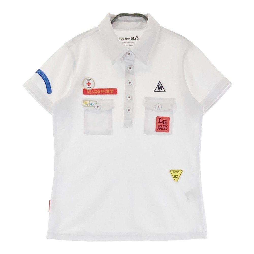 サイズ：L LECOQ GOLF ルコックゴルフ QGL2639 半袖ポロシャツ  ホワイト系 [240101286665]# ゴルフウェア レディース ストスト