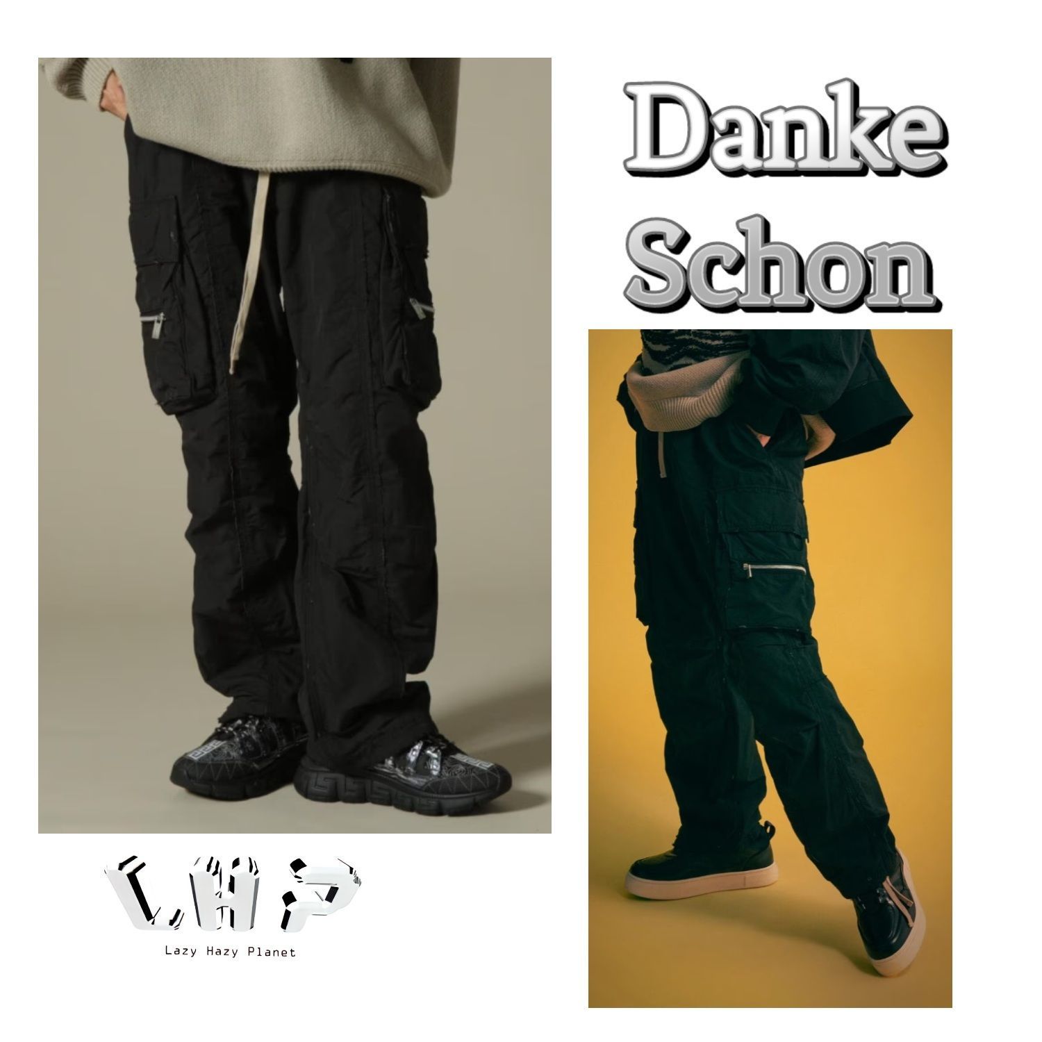 DankeSchon/ダンケシェーン/水溶性ボンディングジップカーゴパンツ