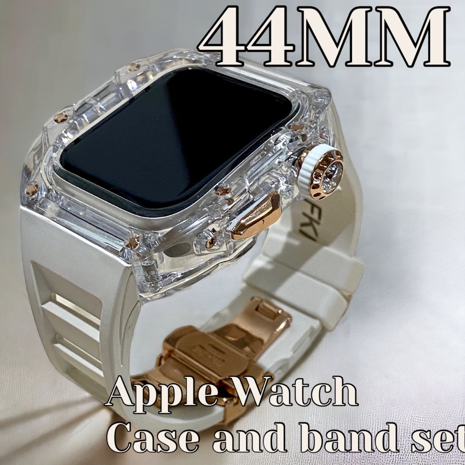 44㎜ AppleWatch アップルウォッチバンド ラバーベルトカバー ケース キラキラ メタル hfu6