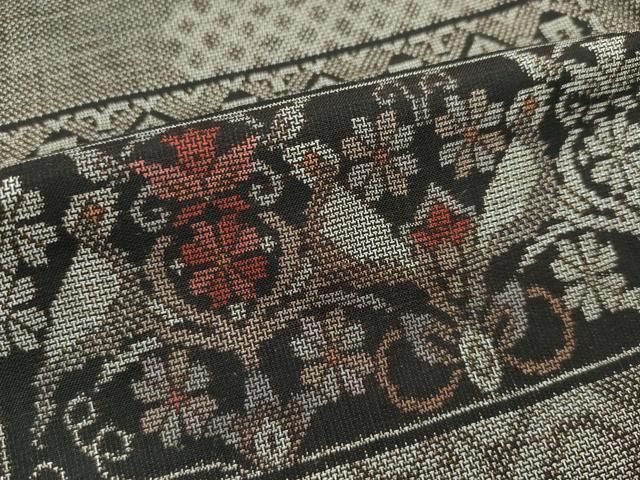 平和屋本店□極上 本場大島紬 9マルキ 吉祥横段文 逸品 未使用