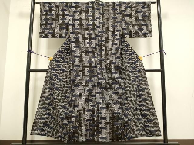 久留米絣　単衣　青山みとも製 久留米絣 単衣 青山みとも製 平和屋着物▽久留米絣 単衣