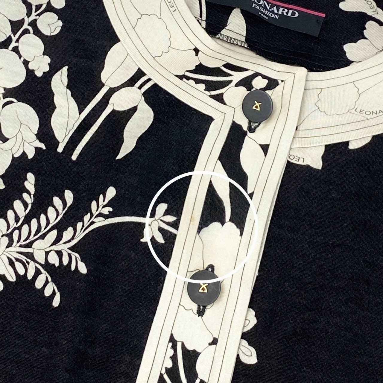 84i10 LEONARD レオナール 長袖ニットカーディガン 花柄カーディガン