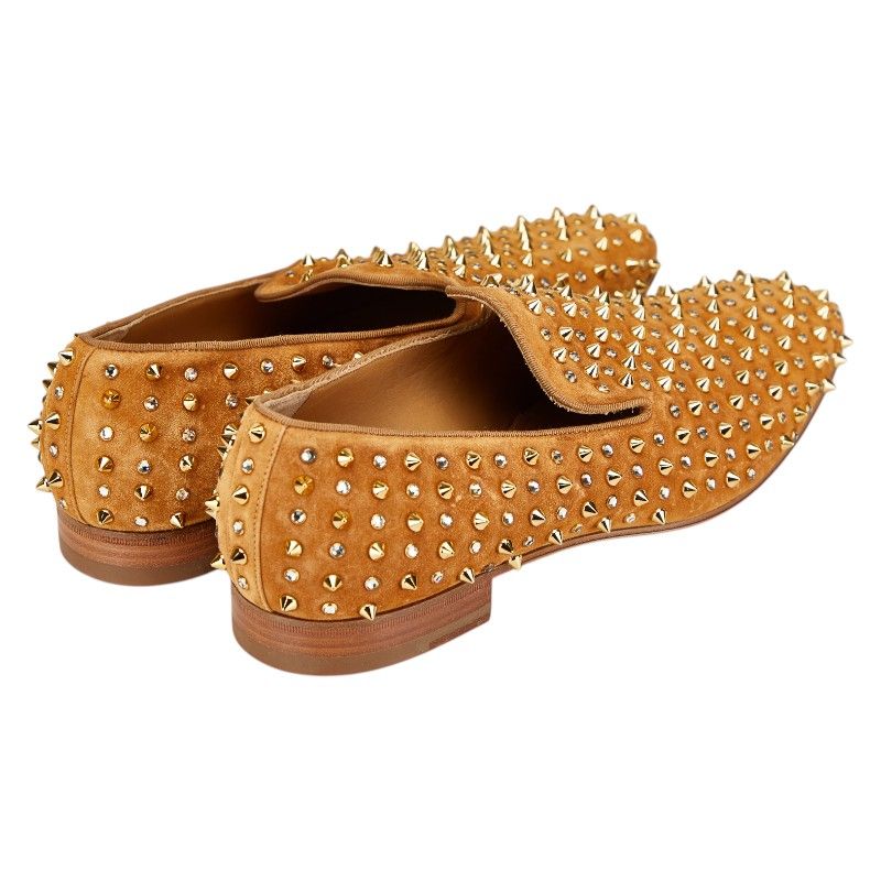 クリスチャンルブタン スタッズ ローファー オペラシューズ サイズ 44 ブラウン スウェード メンズ Christian Louboutin 1-0231163