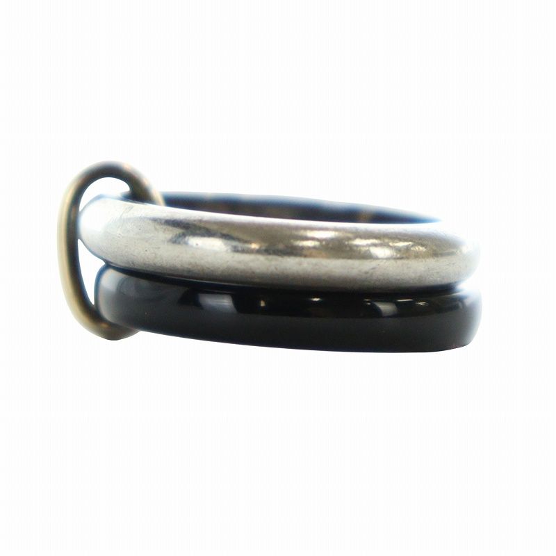 ジョージジェンセン　シルバー2連リング　オニキス Georg Jensen ジョージジェンセン A119 ダブルリング 2連 指輪