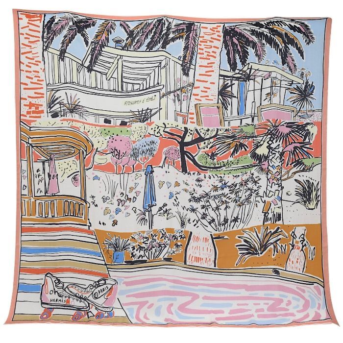 美品 エルメス カレジェアン スカーフ カシミヤxシルク 140x140cm エルメス HERMES スカーフ カレ 140 カレジェアン カシミヤ70