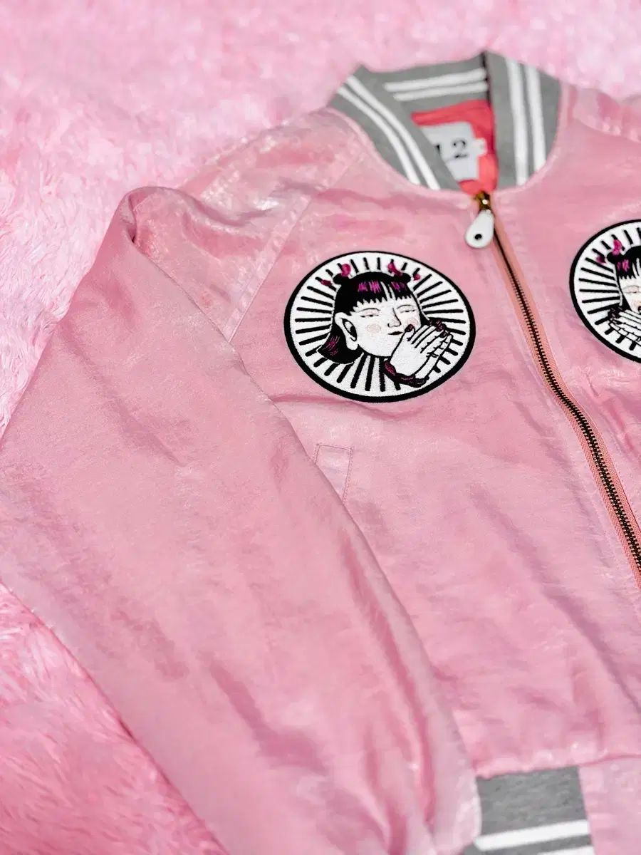 91 2 구일이 シルキー ツアーベルベット ピンク カラー ブルゾン M