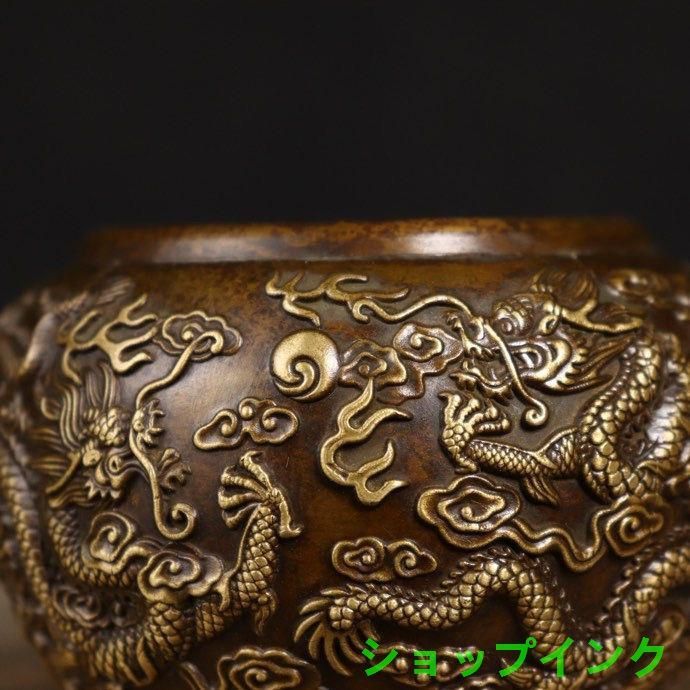 銅製 竜騰四海茶壺 雲龍茶壺 装飾品 工芸品 美術品 置物 銅器 龍鳳提梁茶壺 茶道具 煎茶道具 浮き彫り 工芸品 美術品 置物