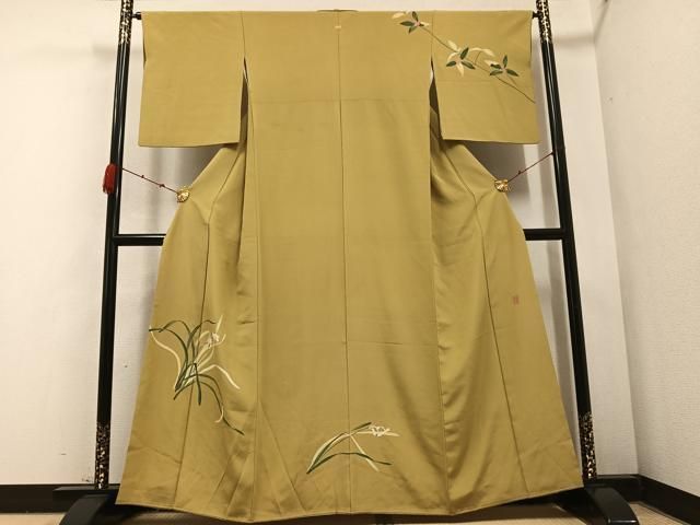 平和屋着物●京加賀糸目友禅作家　山崎巌　訪問着　草花文　正絹　逸品　AABB7255ph 平和屋着物○京加賀糸目友禅作家 山崎巌 訪問着 草花文 正絹