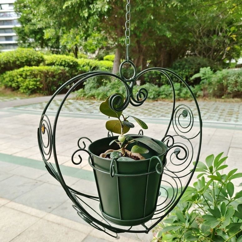 アンティーク風 アイアン 吊り下げバスケット フック付き