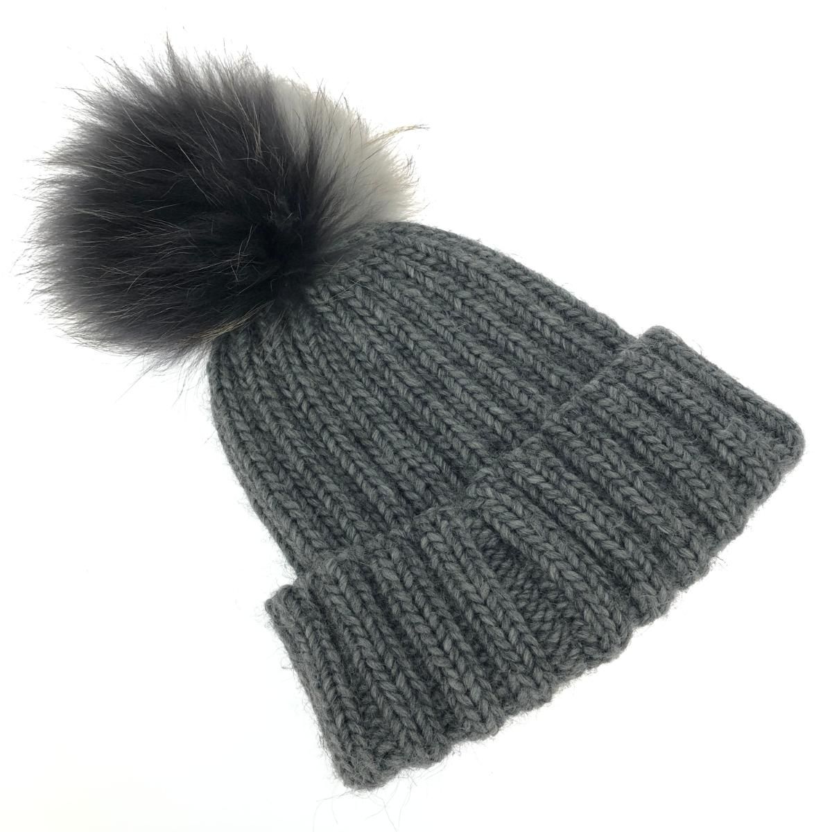 CA4LA ファー グレー 帽子 オンライン ☆カシラ ニット帽 帽子 fox