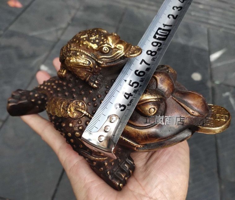 純銅母子金蟾の置物 装飾品 現代工芸品 美術品 置物