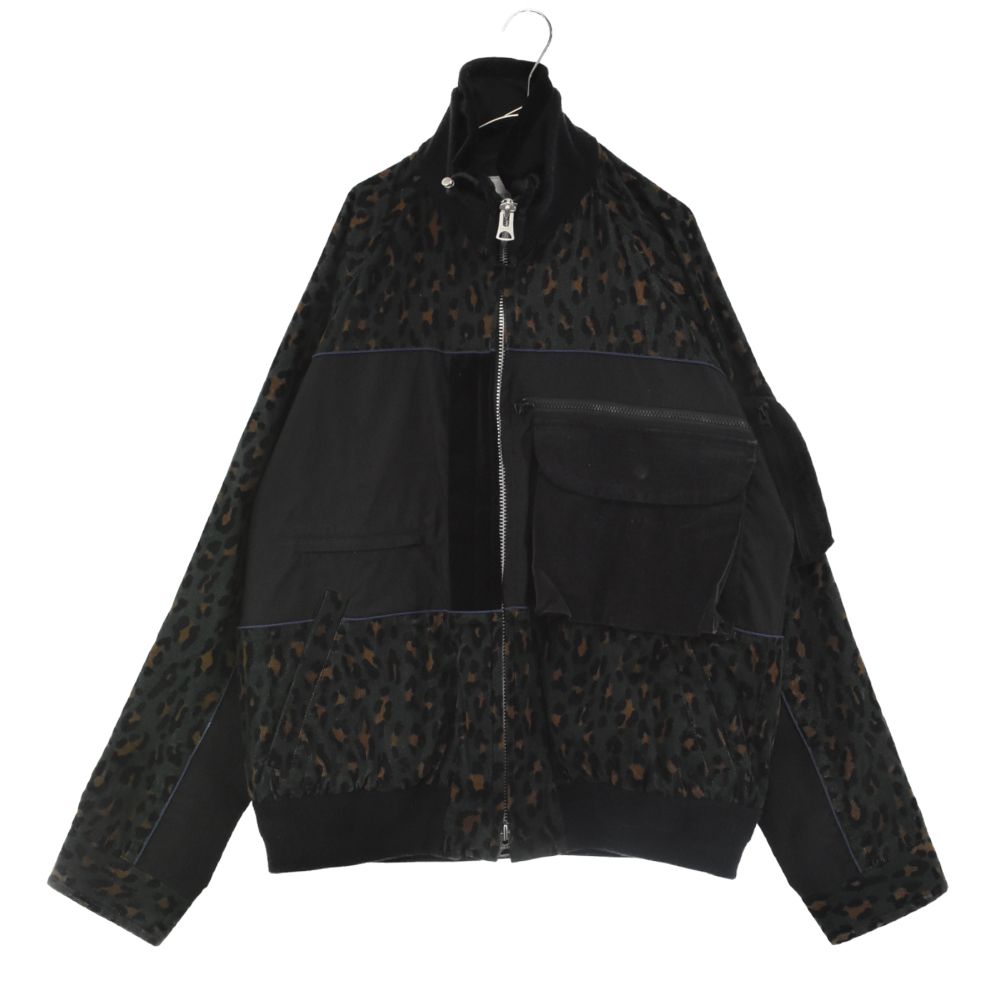 Sacai (サカイ) 19AW レオパードナイロン切替ジャケット 再構築ジップ 