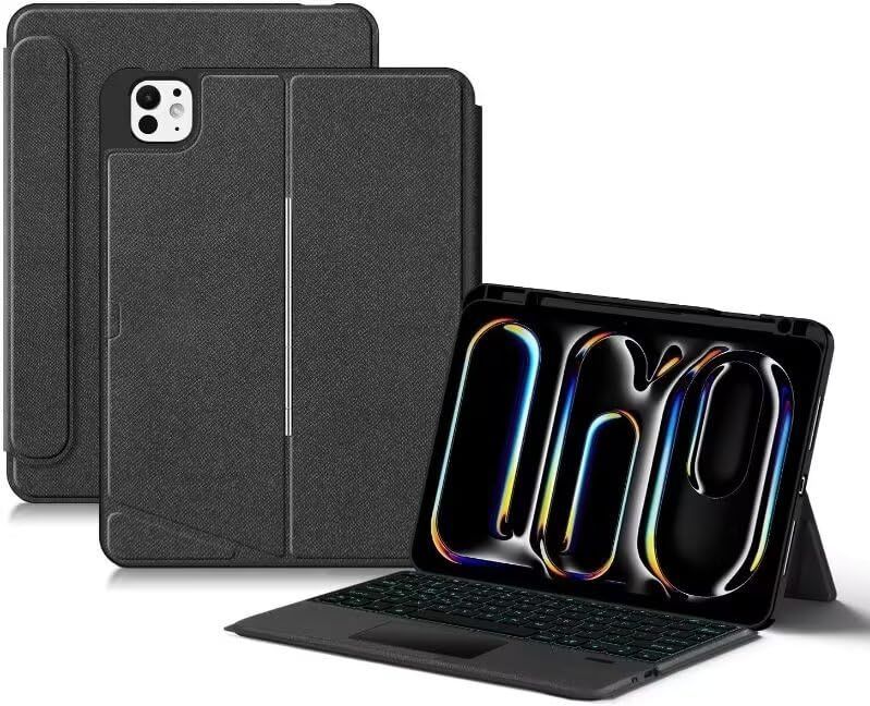 数量 縦|横置き対応 2025 iPad Pro11 M4キーボード ケース タッチパッド バックライト付き マグネット式 ケース 分離式 2025 iPad Pro11 M4キーボードケース 角度を自由に変更 ケース 磁気吸着 トラックパッド付き ビジ