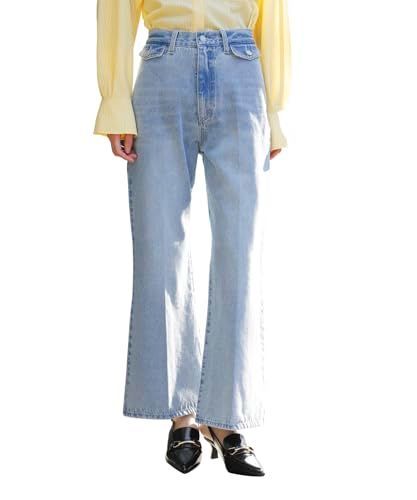 Size M_Color サックス ビス ジーンズ 洗える フロントポケットハイウエストフ デニム レディース サックス