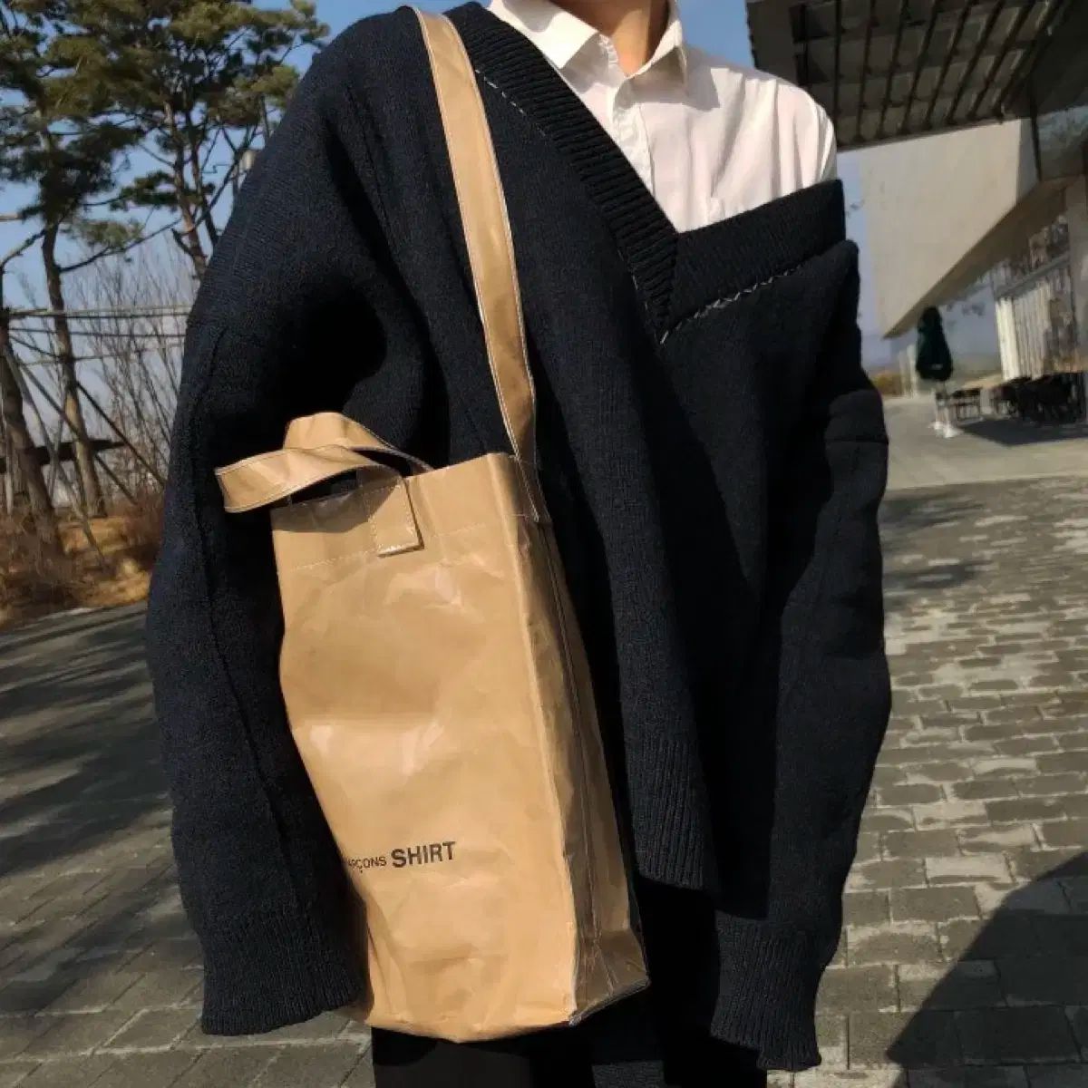 M RAF SIMONS ラフ シモンズ 18SS オーバーサイズ Vネック FIRE MAN ニット ブラック