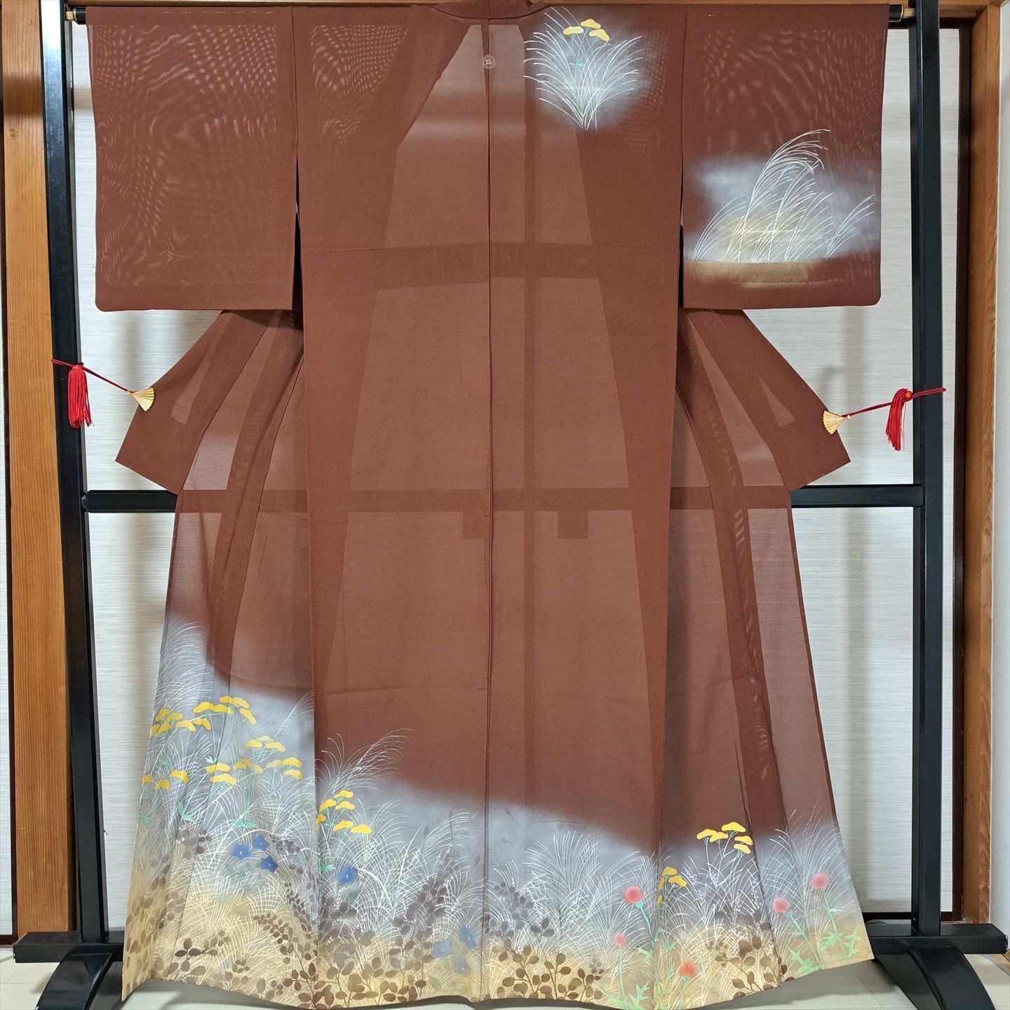 裄64.5 身丈163.5 夏着物 正絹・絽付下げ 一つ紋・丸に木瓜紋 へ