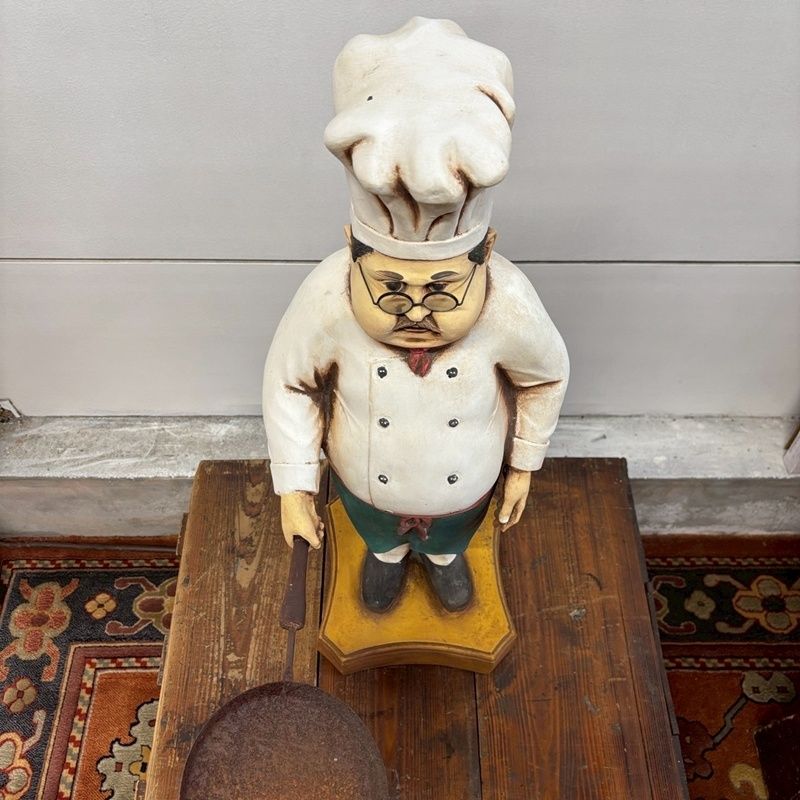 レトロ コックさん 人形 輸入品 高さ77cm シェフ 恰幅の良い メガネ