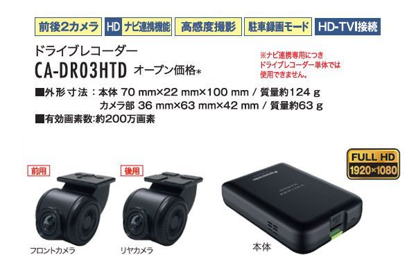 パナソニックCN-HA02WD+CA-DR03HTDストラーダ7V型200mmカーナビ+前後