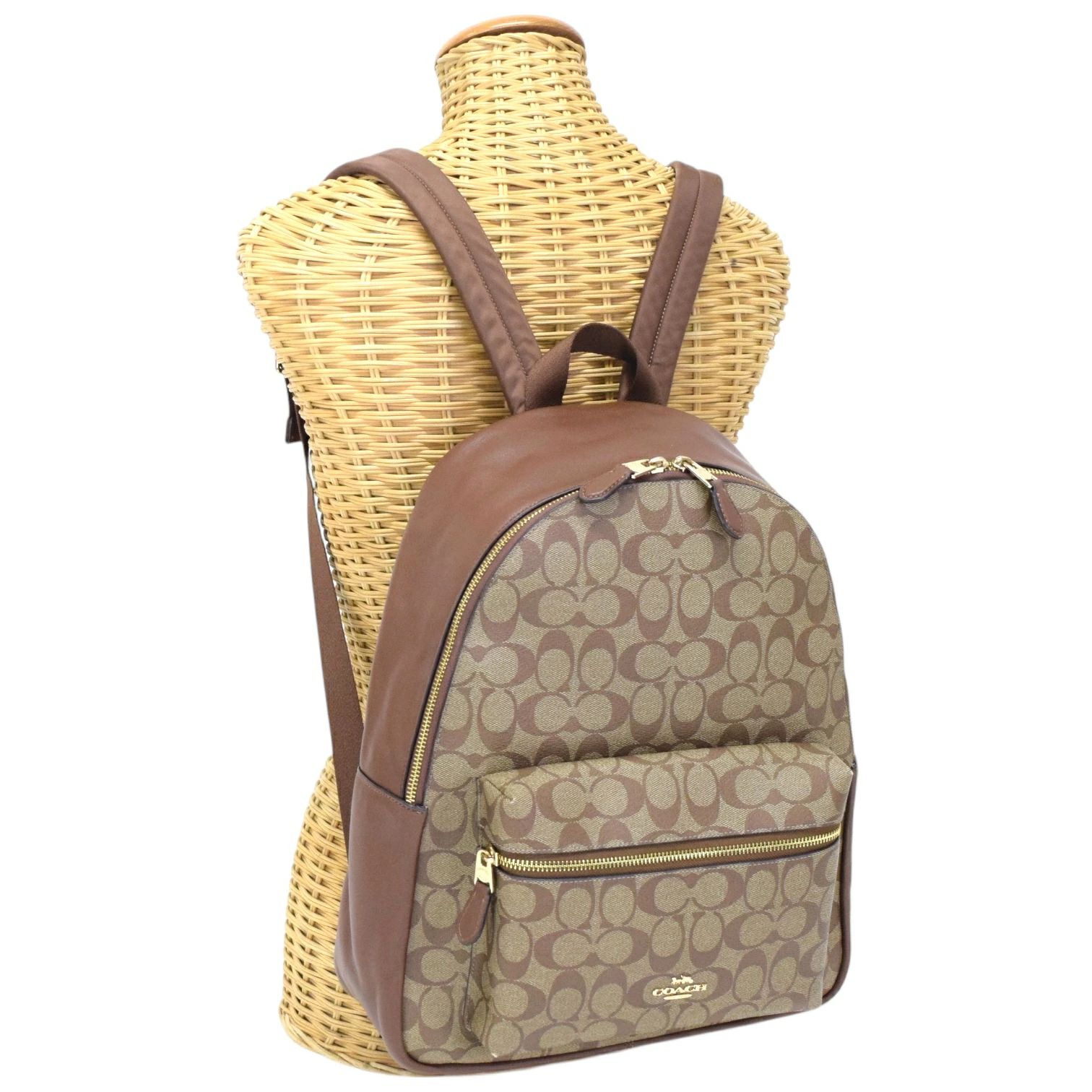 【ABランク】 コーチ COACH チャーリー バックパック PVC / レザー シグネチャー F58314 リュック デイパック メンズ レディース ベージュ / ブラウン 正規品 中古 mbo22001 コーチ COACH チャーリー バックパック PVC / レザー シグネチャー