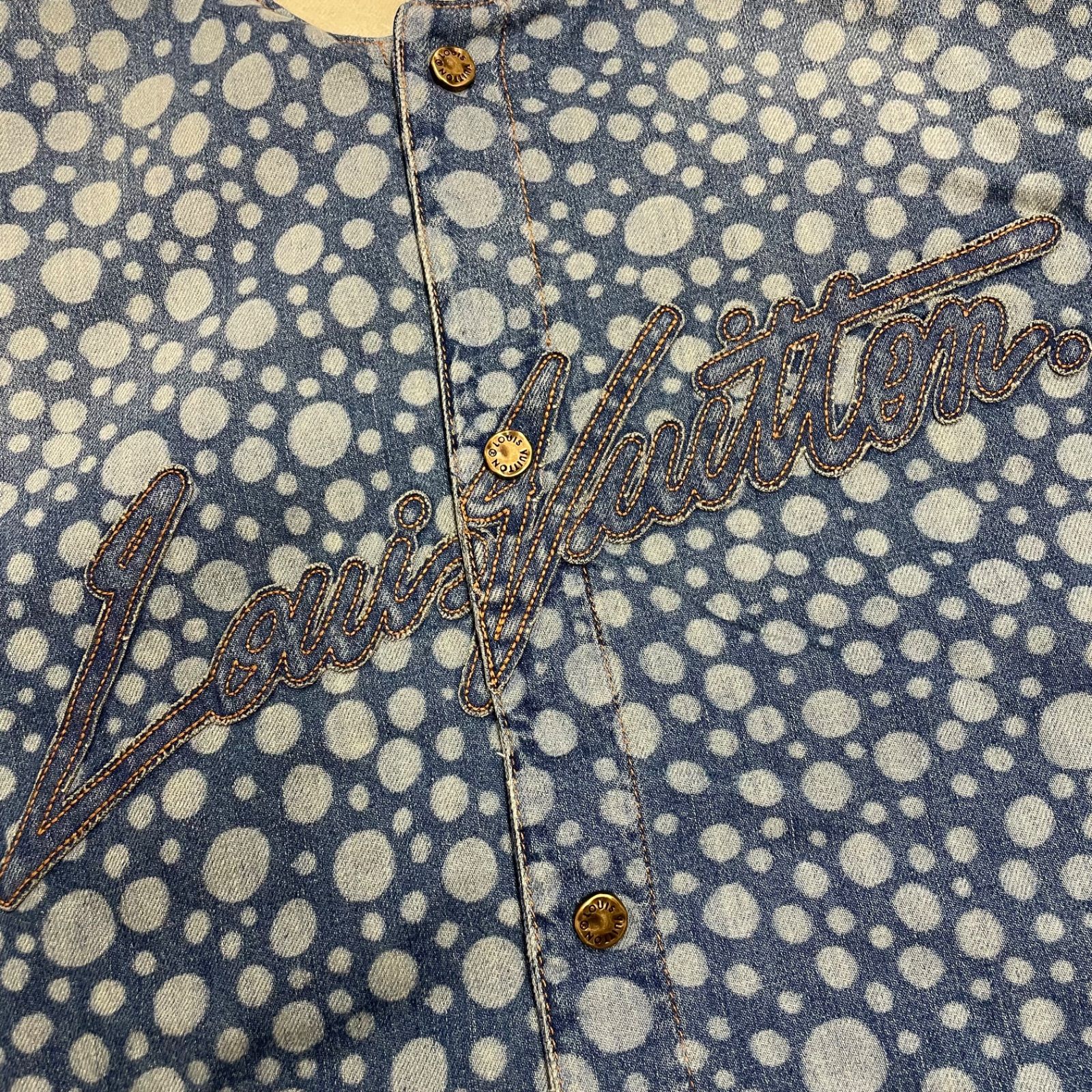 美品ルイヴィトン　草間彌生 インフィニティ ドット デニムシャツXSサイズ大きめ LOUIS VUITTON】ルイヴィトン 草間彌生 インフィニティドット デニム