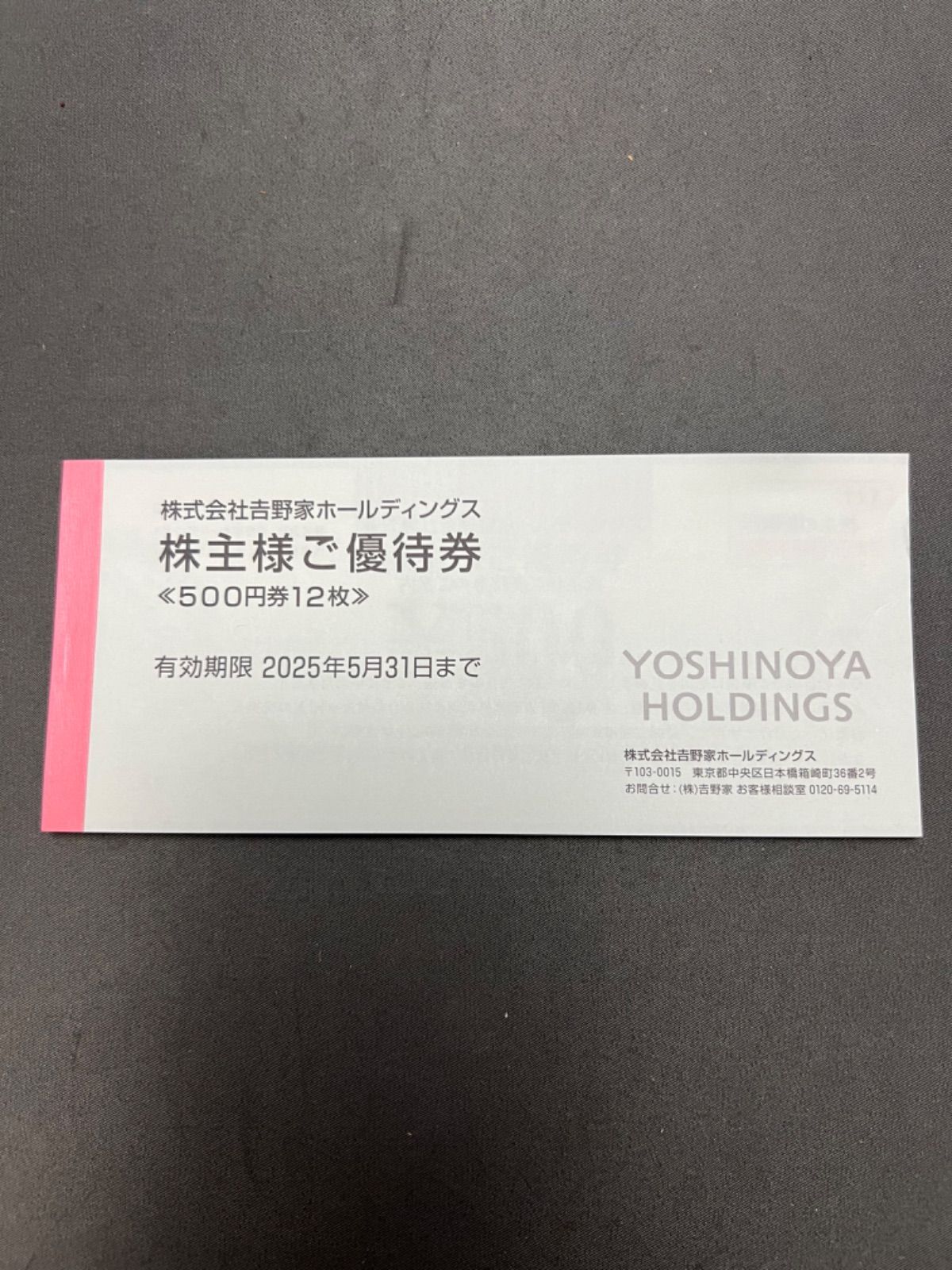 株主優待券　吉野家　500円x12枚