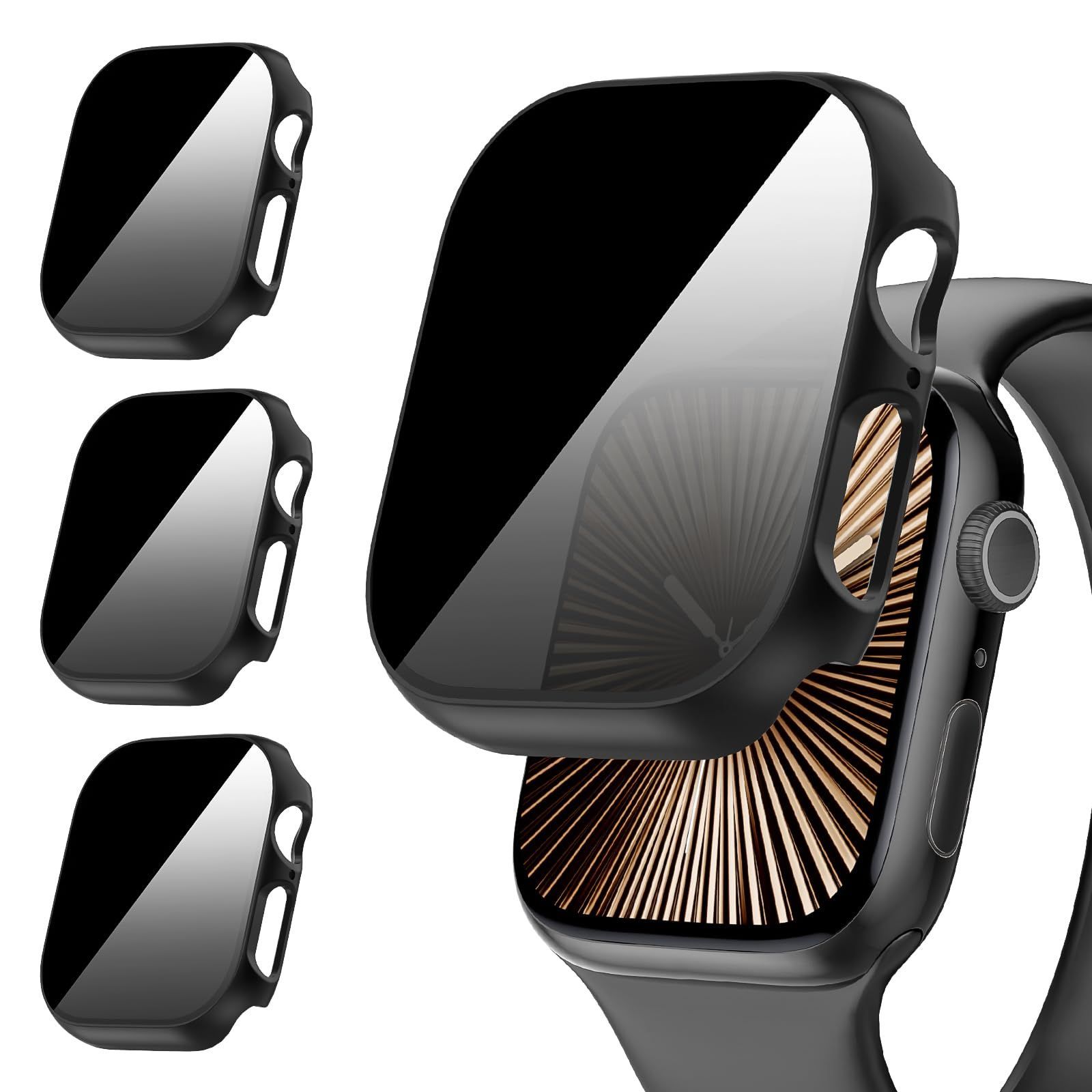 【特価商品】10 10 iWatch 硬質PC一体型保護カバーfor 覗き見防止 42MMケース(3個)アップルウォッチ42MMケース 42MMカバー-ブラック+ブラック+ブラック Series Watch Apple for Suoman