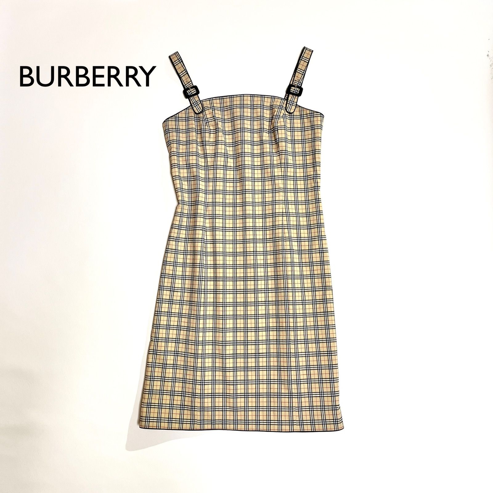 cj06 BURBERRY BLUE LABEL ジャンスカ キャミソールワンピース ジャンパースカート ノバチェック 総柄 バーバリー