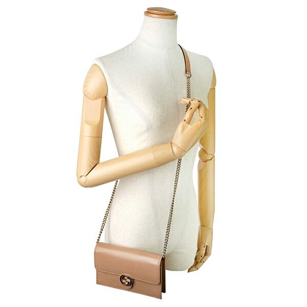 新品 グッチ GUCCI ショルダーバッグ ダラーカーフ ローズベージュ
