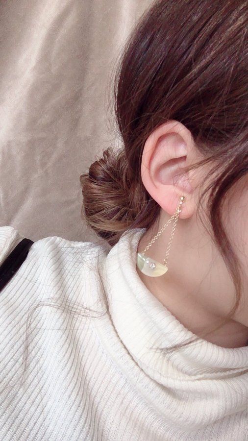 3Color Chain half circle  pierce/earring