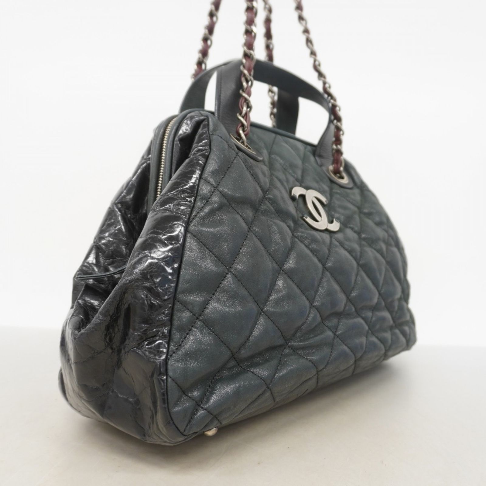 シャネル ブラック　マトラッセ レザーヘアバンド シャネル2WAY ボーリングバッグ 42976 黒 ゴールド金具