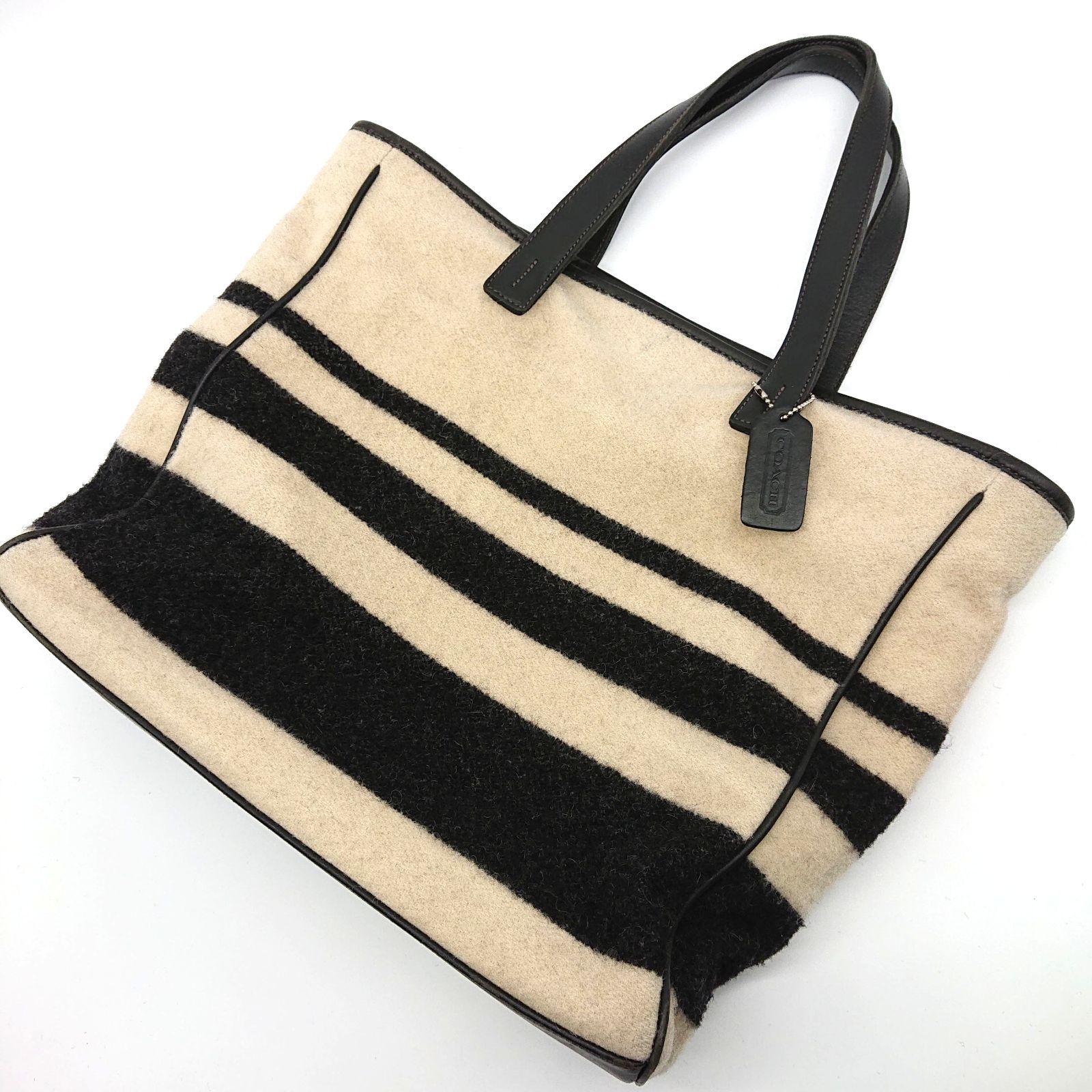 COACH コーチ ウール トートバッグ アイボリー H94-6142 ハンドバッグ  