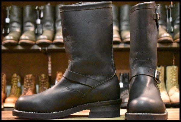 8.5E PT91 黒タグ 96年 Chippewa チペワ 27863 エンジニア 黒 ブラック スチールトゥ 11インチハイト ブーツ HOPESMORE FJ047