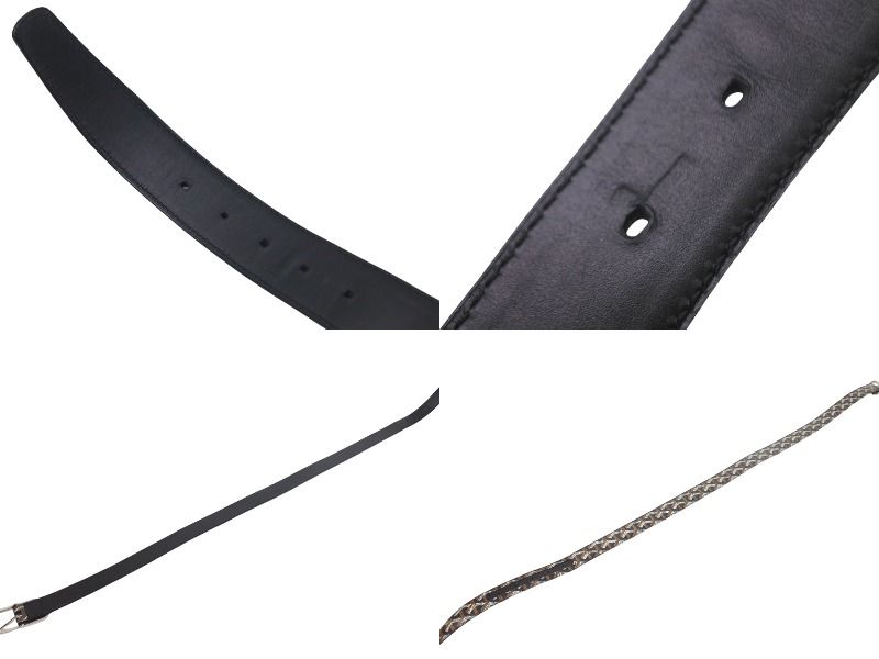 極美品 GOYARD ゴヤール フレガット ベルト ヘリンボーン柄 FREGAT085CL01TY01P ブラック ブラウン シルバー金具 中古 4c069104