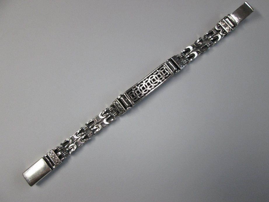 ブレスレット ヴィンテージ 金剛杵 ヴァジュラ チェーン シルバー 925 太め シルバー925 チェーンブレスレット 六字真言 金剛杵 三連