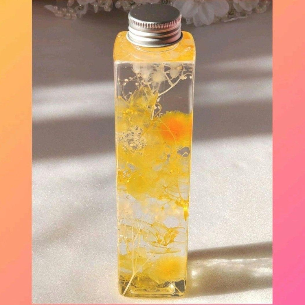 ハーバリウム セット 黄色 緑 ハンドメイド 綺麗 紫陽花 ボトル